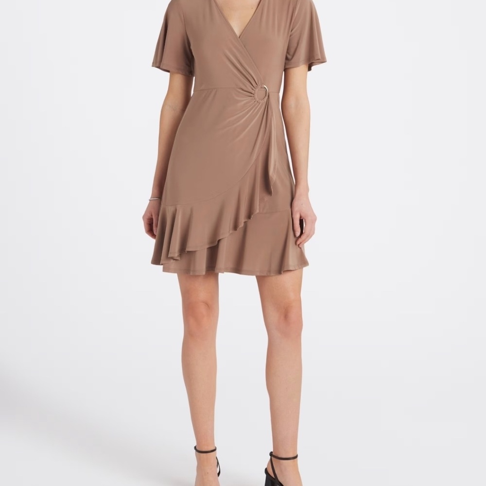 Beige V-neck solid Gilli Dress from Stitch Fix